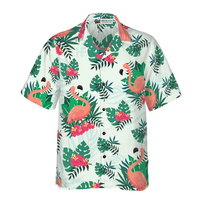 Flamingo Hawaiian Shirt, Monstera Leaves Flamingo Aloha Shirt For Men - Perfect Gift For Men, Husband, Boyfriend, Friend, Family - Image 3