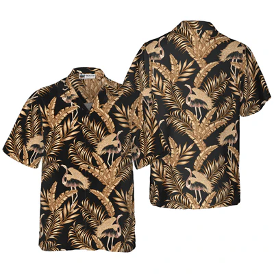 Flamingo Hawaiian Shirt, Rose Gold Flamingo Aloha Shirt For Men - Perfect Gift For Men, Husband, Boyfriend, Friend, Family
