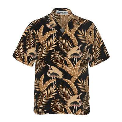 Flamingo Hawaiian Shirt, Rose Gold Flamingo Aloha Shirt For Men - Perfect Gift For Men, Husband, Boyfriend, Friend, Family - Image 2