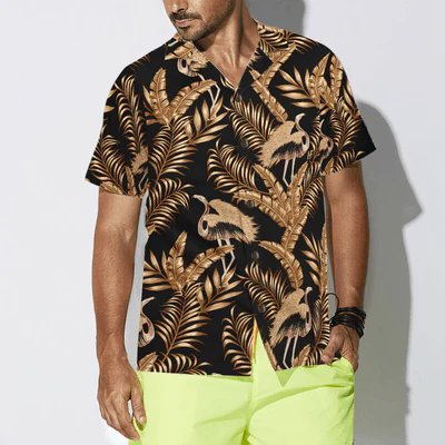 Flamingo Hawaiian Shirt, Rose Gold Flamingo Aloha Shirt For Men - Perfect Gift For Men, Husband, Boyfriend, Friend, Family - Image 4