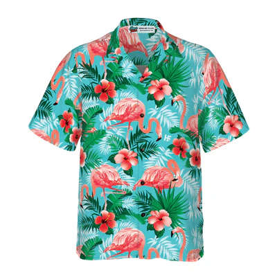 Flamingo Hawaiian Shirt, Tropical Flowers And Leaves Flamingo Aloha Shirt For Men - Perfect Gift For Men, Husband, Boyfriend, Friend, Family - Image 2