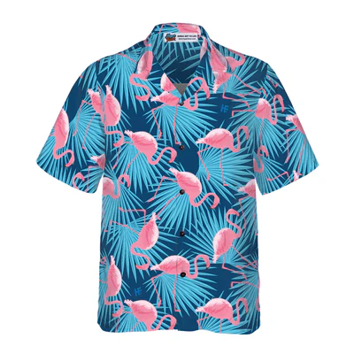 Flamingo Hawaiian Shirt, Tropical Leaves Flamingo Aloha Shirt For Men - Perfect Gift For Men, Husband, Boyfriend, Friend, Family - Image 2