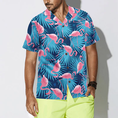 Flamingo Hawaiian Shirt, Tropical Leaves Flamingo Aloha Shirt For Men - Perfect Gift For Men, Husband, Boyfriend, Friend, Family - Image 4