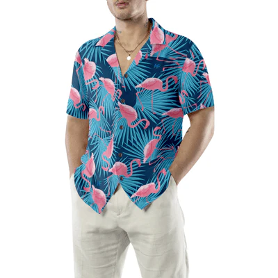Flamingo Hawaiian Shirt, Tropical Leaves Flamingo Aloha Shirt For Men - Perfect Gift For Men, Husband, Boyfriend, Friend, Family - Image 5