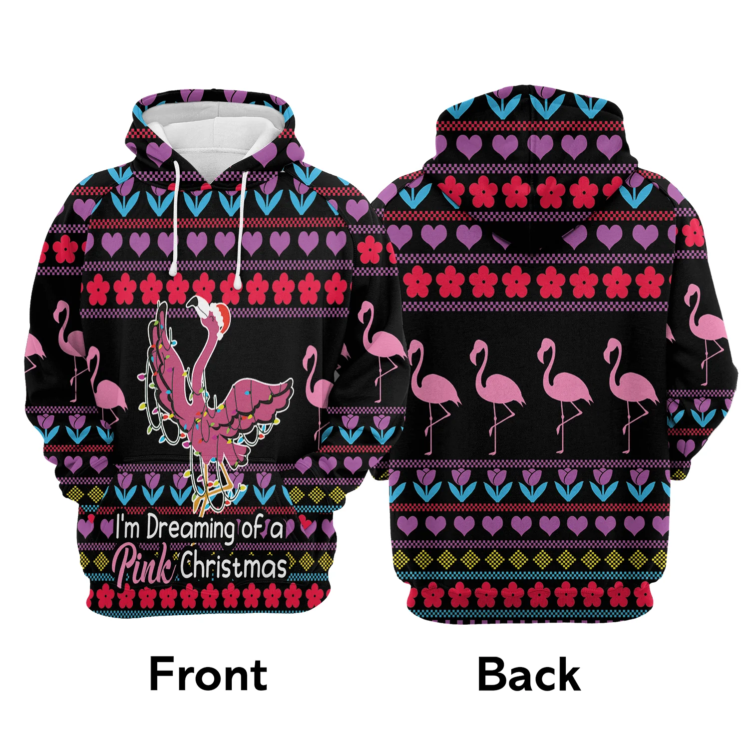 Flamingo Pink Christmas Premium Christmas Hoodie, I'm Dreaming Of A Pink Christmas Unisex Hoodie For Men & Women - Perfect Gift For Christmas, Friends - Image 3