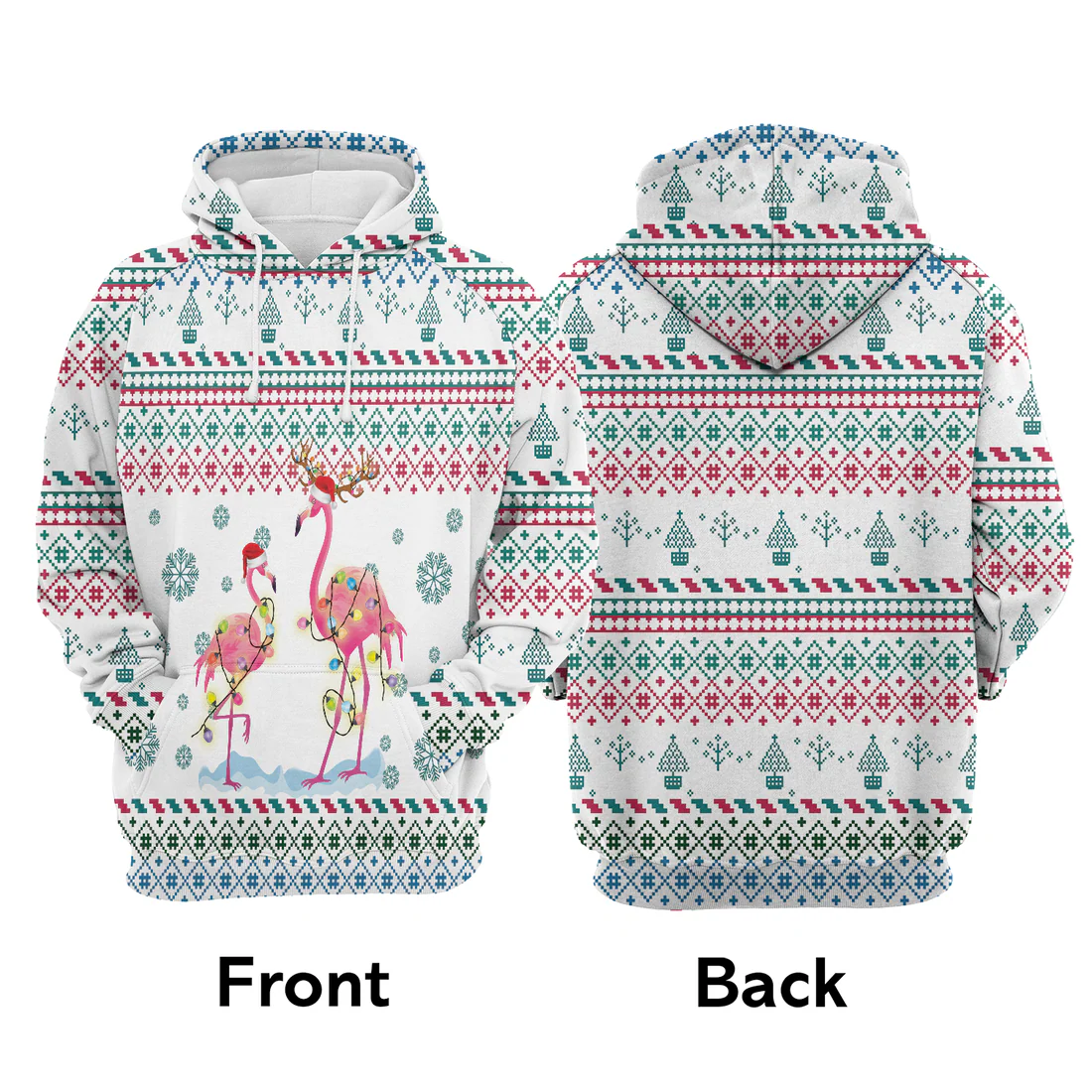 Flamingo Premium Christmas Hoodie, Flamingo Christmas Reunion Unisex Hoodie For Men & Women - Perfect Gift For Christmas, Flamingo Lover - Image 3