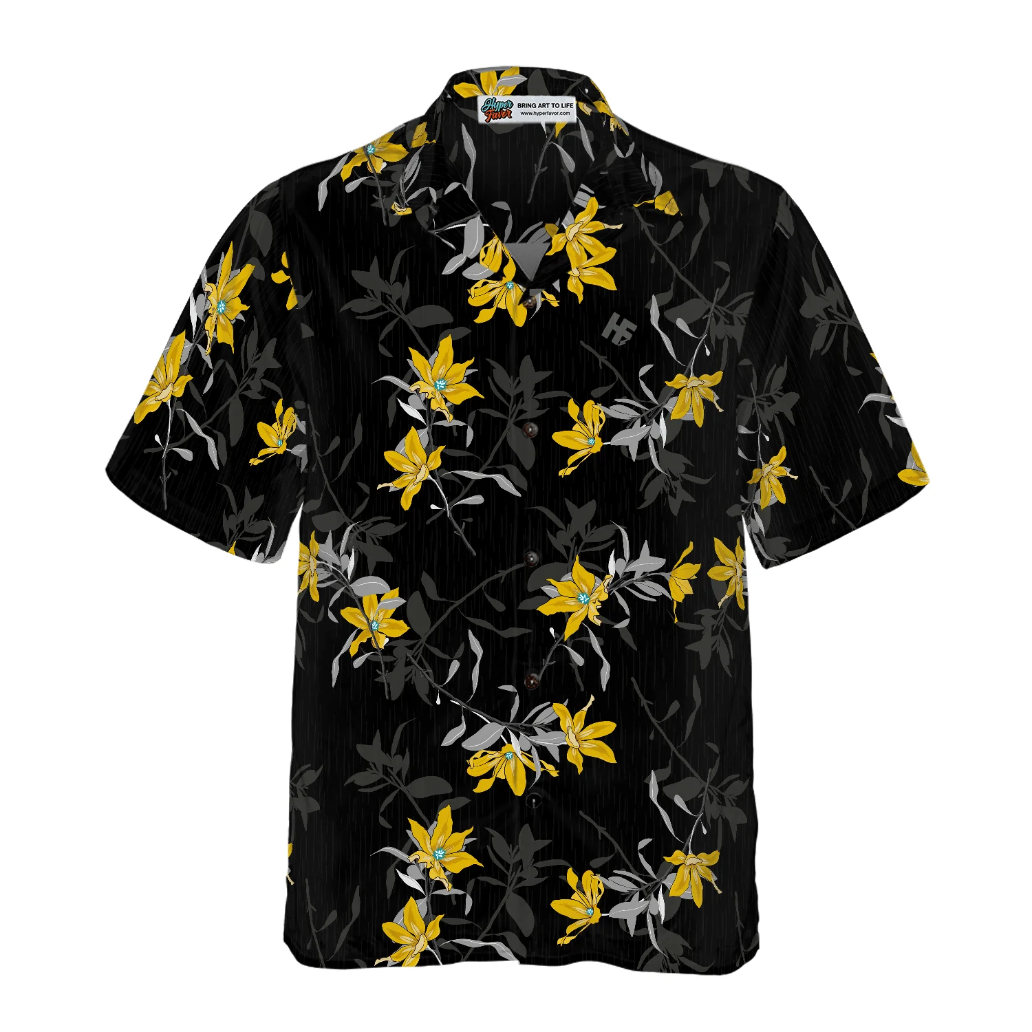 Floral Yellow Flower Black Hawaiian Shirt, Colorful Summer Aloha Shirt For Men Women, Perfect Gift For Friend, Team, Family - Image 3