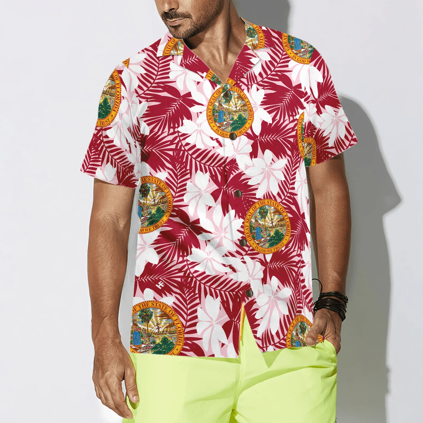 Florida Flag Seamless Pattern USA Hawaiian Shirt, Colorful Summer Aloha Shirts For Men Women, Perfect Gift For Husband, Wife, Boyfriend, Girlfriend - Image 4