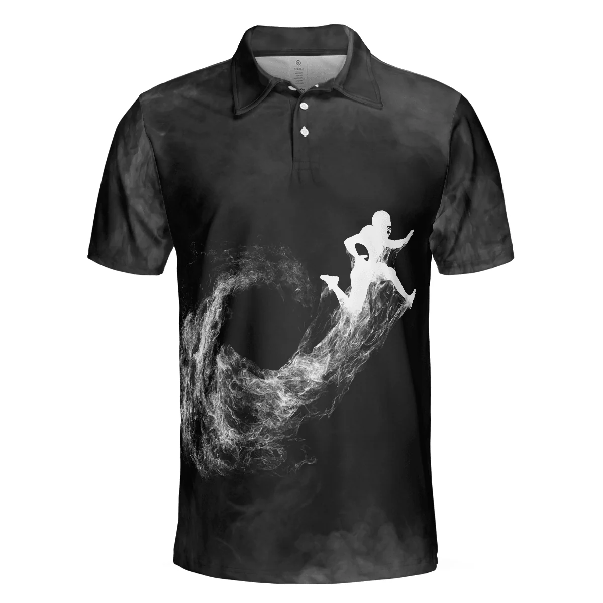 Football Men Polo Shirt, American Football On Smoke Black Theme Background, Best Football Polo Shirt - Gift For Men, American Football Lovers - Image 3