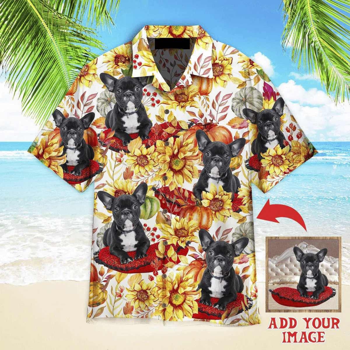 French Bulldog Hawaiian Shirt Custom Photo, Dog Happy On Autumn Personalized Hawaiian Shirt - Perfect Gift For Dog Lovers, Family, Friends