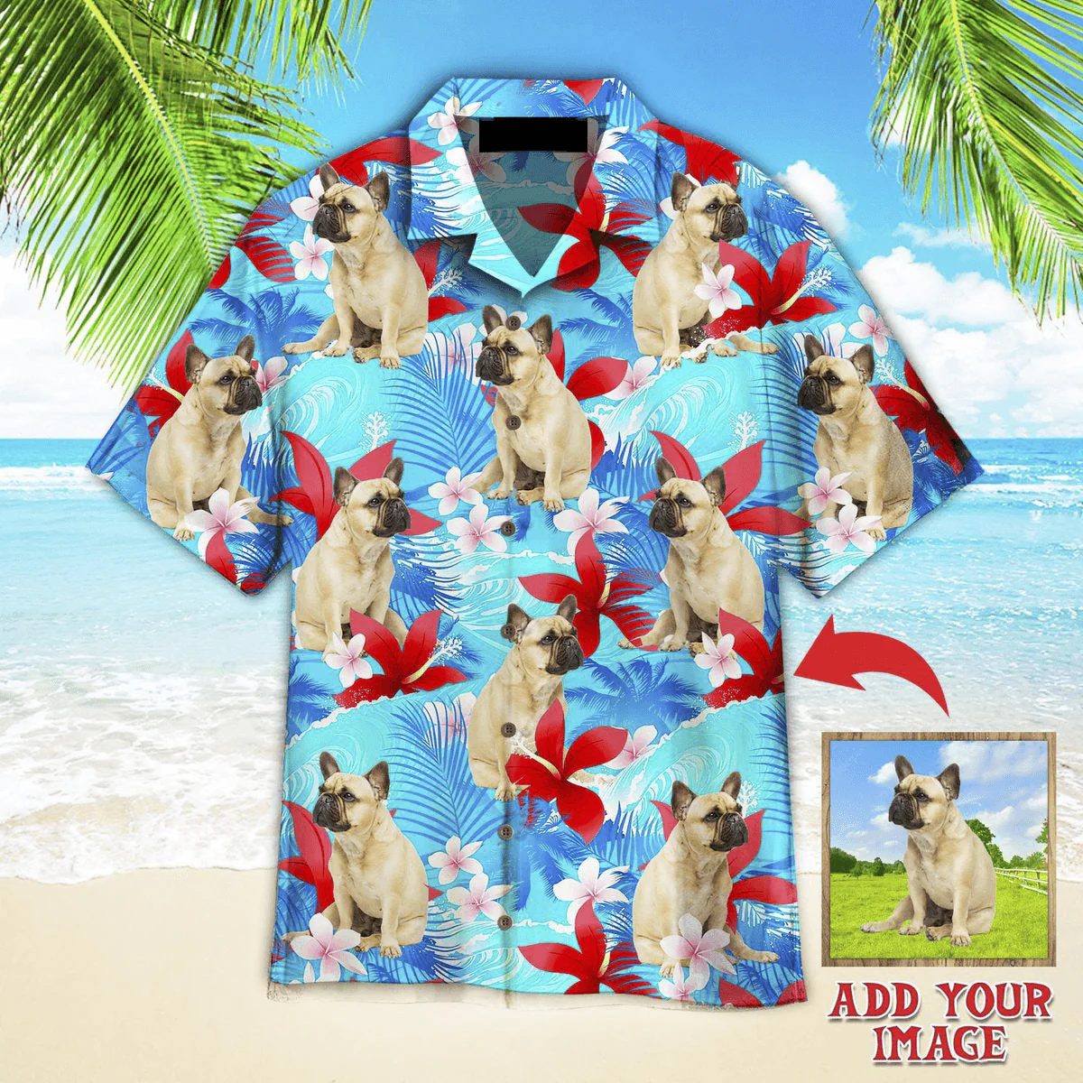 French Bulldog Hawaiian Shirt Custom Photo, French Bulldog Happy With Summer Beach Personalized Hawaiian Shirts - Gift For Dog Lovers, Family, Friends - Image 2