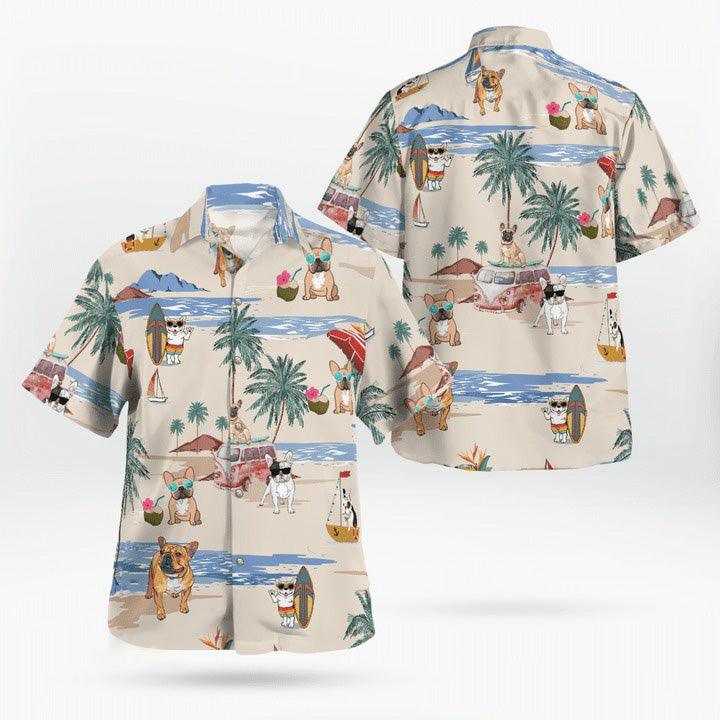 French Bulldog Hawaiian Shirt, French Bulldog Beach Pattern Hawaiian Shirt, Aloha Shirt For Summer - Perfect Gift For Men, Women, Dog Lover, Friend