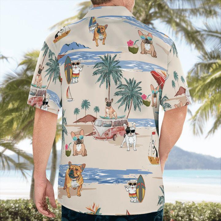 French Bulldog Hawaiian Shirt, French Bulldog Beach Pattern Hawaiian Shirt, Aloha Shirt For Summer - Perfect Gift For Men, Women, Dog Lover, Friend - Image 3