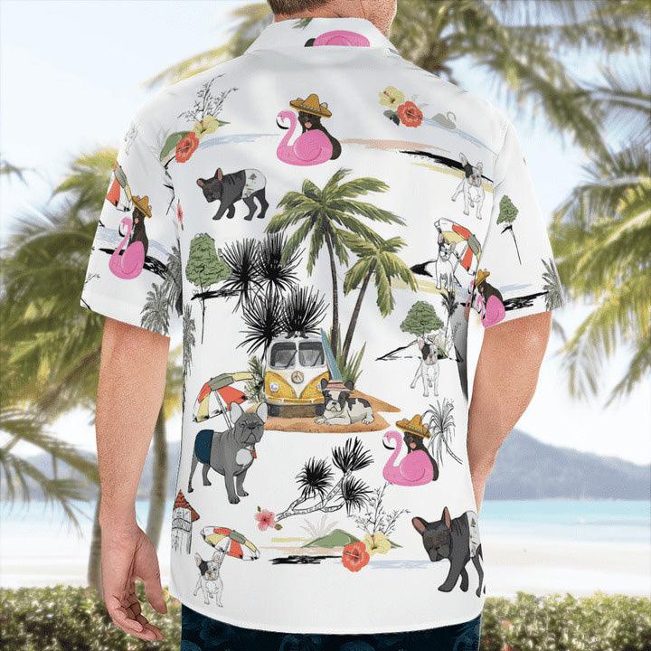 French Bulldog Hawaiian Shirt, French Bulldog Palm Tree Hawaiian Shirt, Bulldog Aloha Shirt- Perfect Gift For Men, Women, Dog Lover, Friend, Family - Image 2