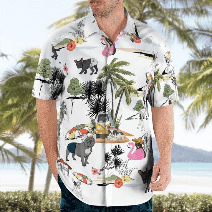 French Bulldog Hawaiian Shirt, French Bulldog Palm Tree Hawaiian Shirt, Bulldog Aloha Shirt- Perfect Gift For Men, Women, Dog Lover, Friend, Family - Image 4