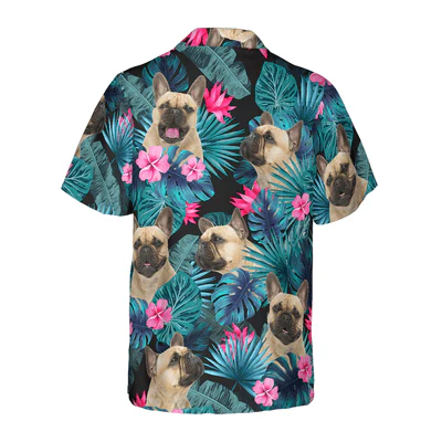 French Bulldog Hawaiian Shirt, Tropical Flowers And Leaves Aloha Shirt For Men - Perfect Gift For Dog Lovers, Husband, Boyfriend, Friend, Family - Image 3