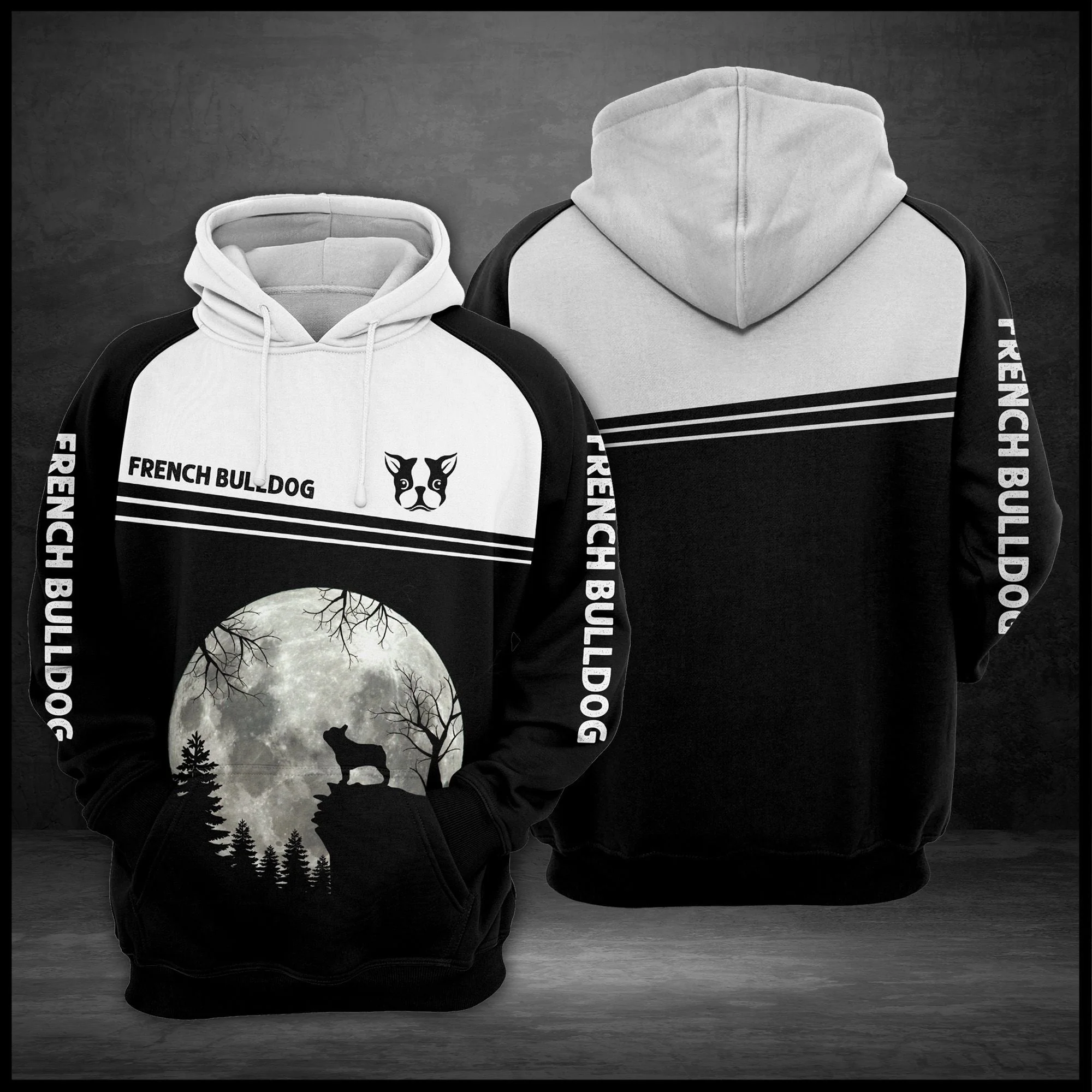French Bulldog & Moon Lover Pullover Premium Hoodie, Perfect Outfit For Men And Women On Christmas New Year Autumn Winter - Image 2