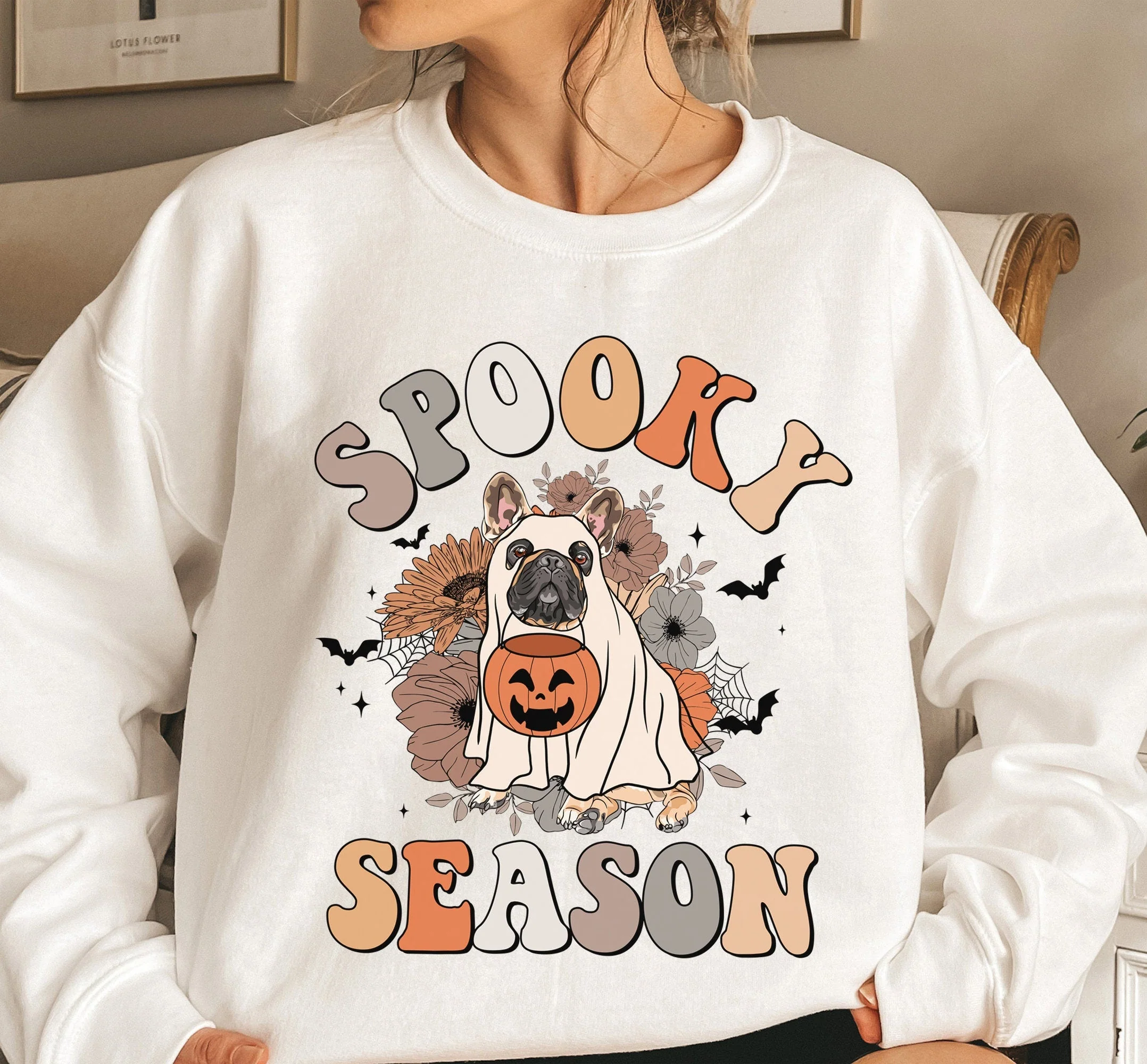French Bulldog Spooky Season Shirt, French Bulldog Ghost Shirt, French Bulldog Halloween Shirt, Frenchie Dog Lover, Spooky Season Dog Shirt - Image 2
