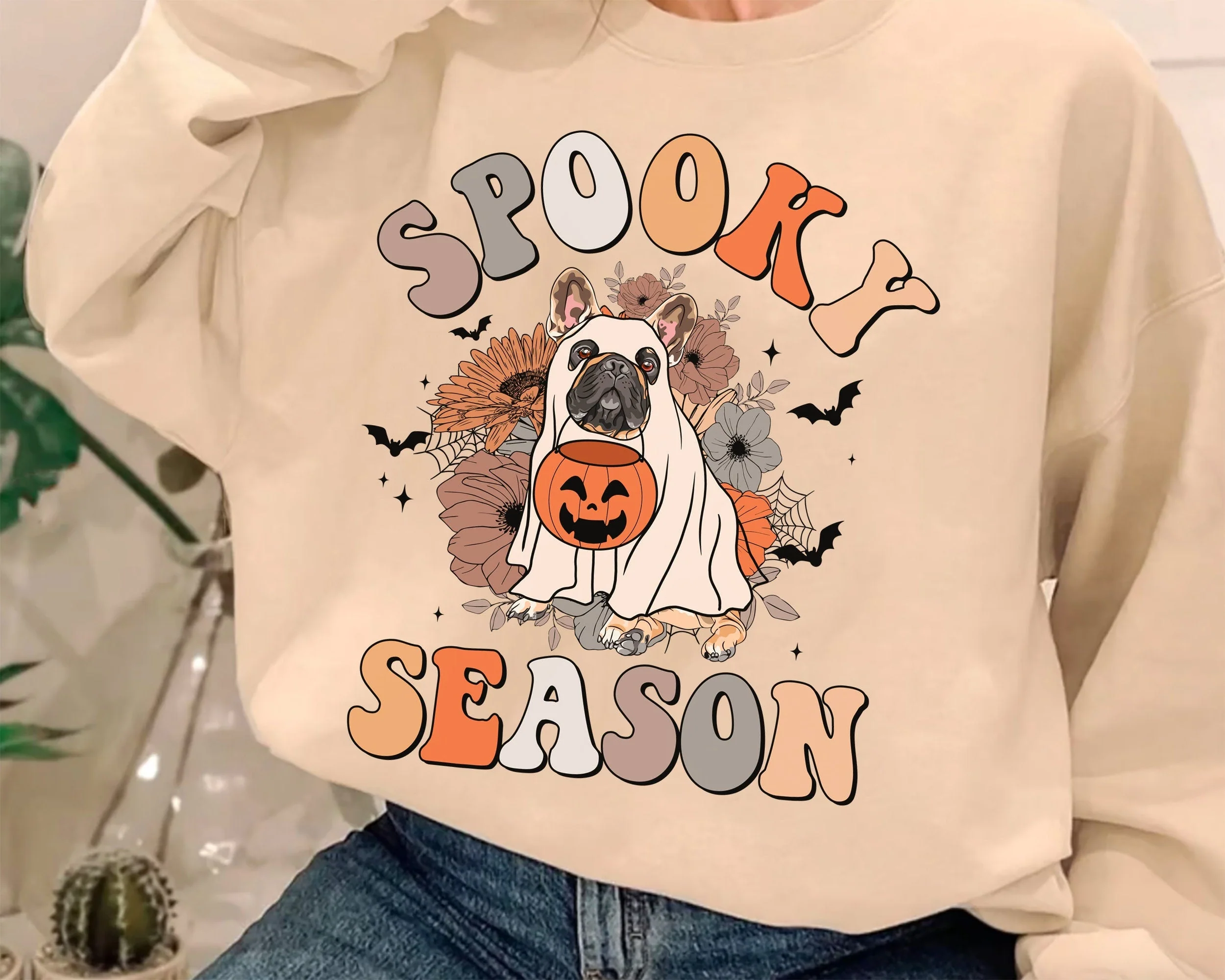 French Bulldog Spooky Season Shirt, French Bulldog Ghost Shirt, French Bulldog Halloween Shirt, Frenchie Dog Lover, Spooky Season Dog Shirt - Image 3
