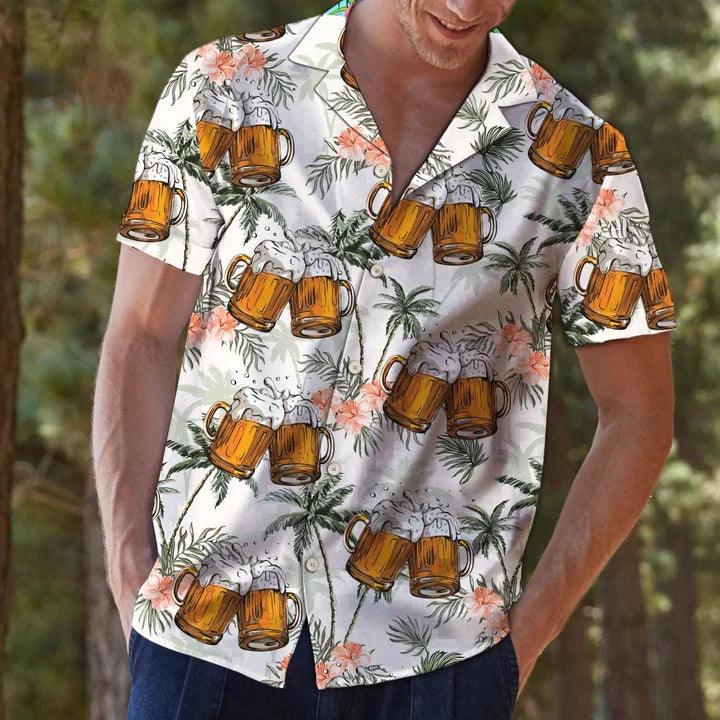 Fresh Beer With Foam Palm Trees Hawaiian Shirt - Perfect Gift For Friend, Family - Image 2
