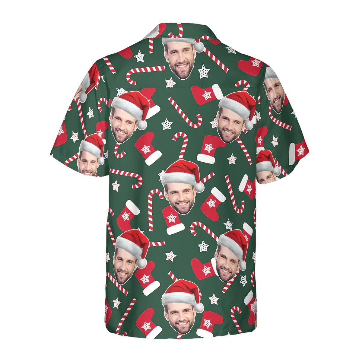 Funny Custom Face Christmas Pattern Seamless Hawaiian Shirt, Custom Photo Hawaiian Shirt - Personalized Summer Gifts For Men, Women - Image 2