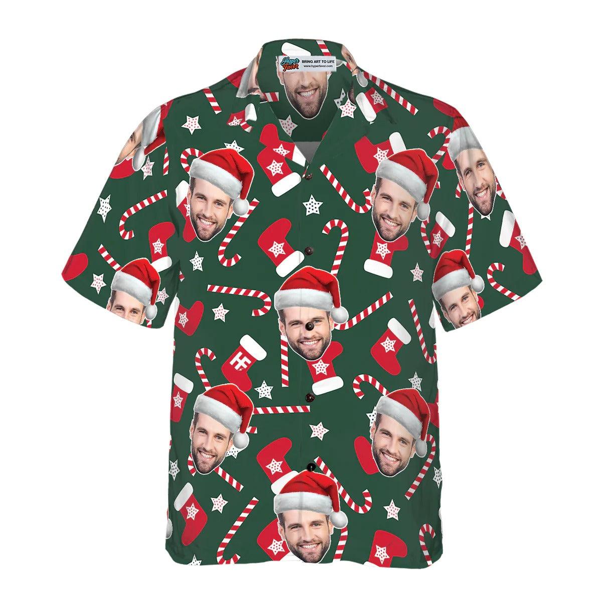 Funny Custom Face Christmas Pattern Seamless Hawaiian Shirt, Custom Photo Hawaiian Shirt - Personalized Summer Gifts For Men, Women - Image 3