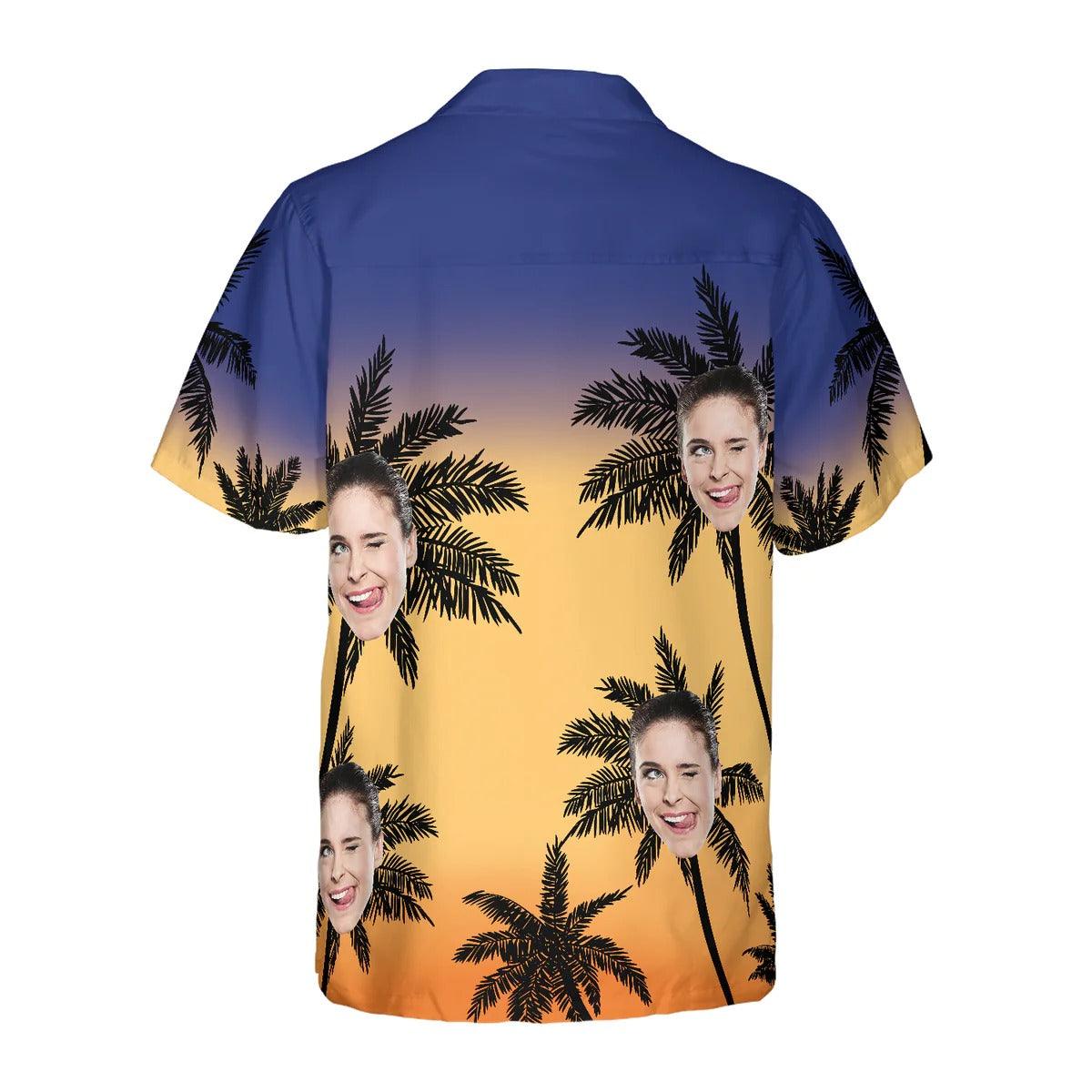 Funny Custom Face Palm Tree Pattern Hawaiian Shirt, Custom Photo Hawaiian Shirt - Personalized Summer Gifts For Men, Women - Image 5