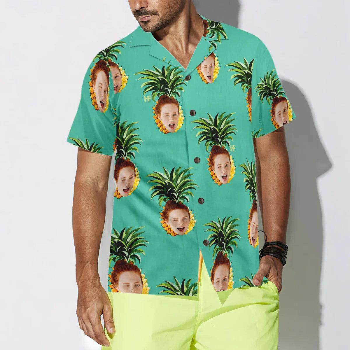Funny Custom Face Pineapple Hawaiian Shirt, Custom Photo Hawaiian Shirt - Personalized Summer Gifts For Men, Women - Image 3