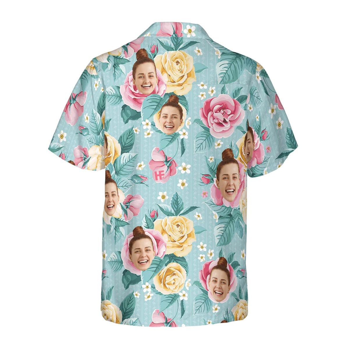 Funny Custom Face Rose Flower Pattern Hawaiian Shirt, Custom Photo Hawaiian Shirt - Personalized Summer Gifts For Men, Women - Image 5