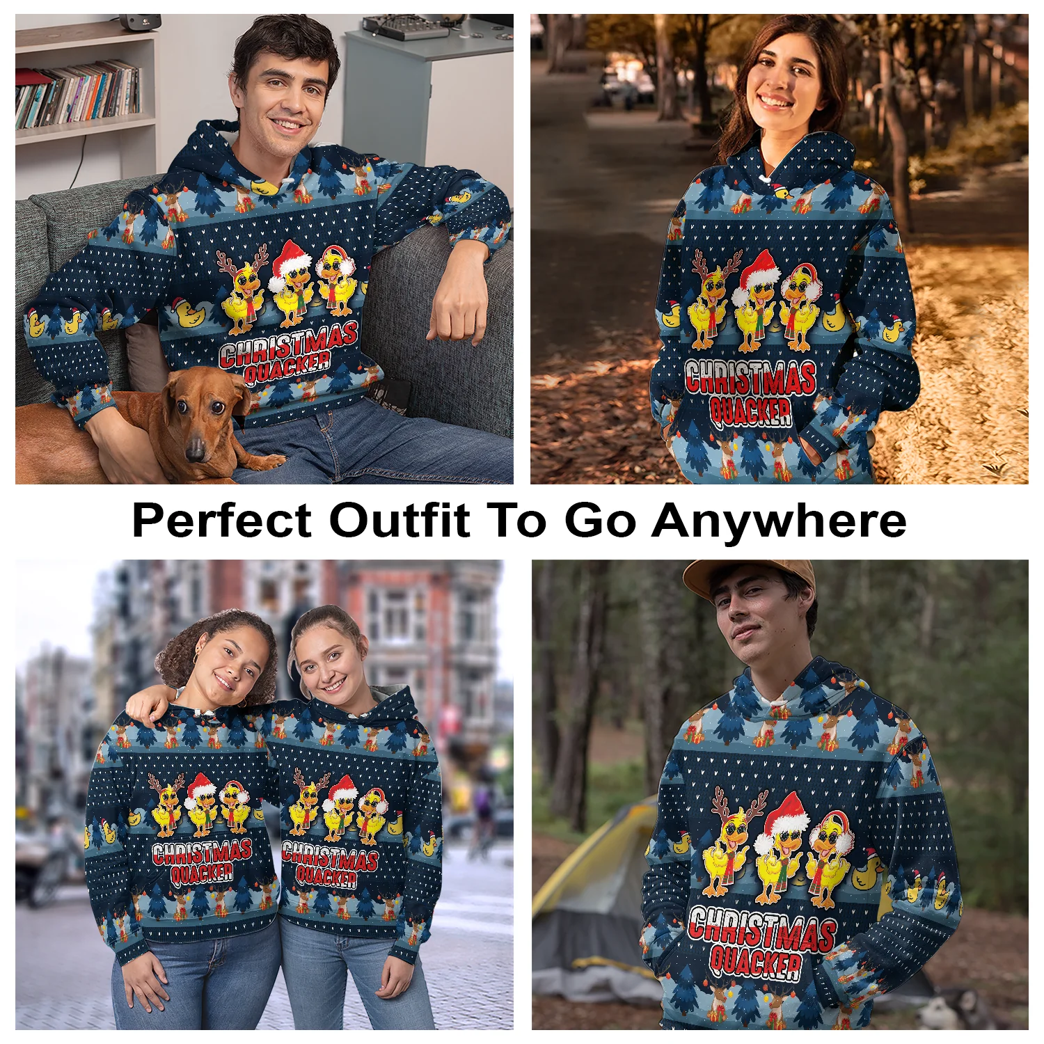 Funny Duck Pullover Premium Hoodie Christmas Quacker, Perfect Outfit For Men And Women On Christmas New Year Autumn Winter - Image 3