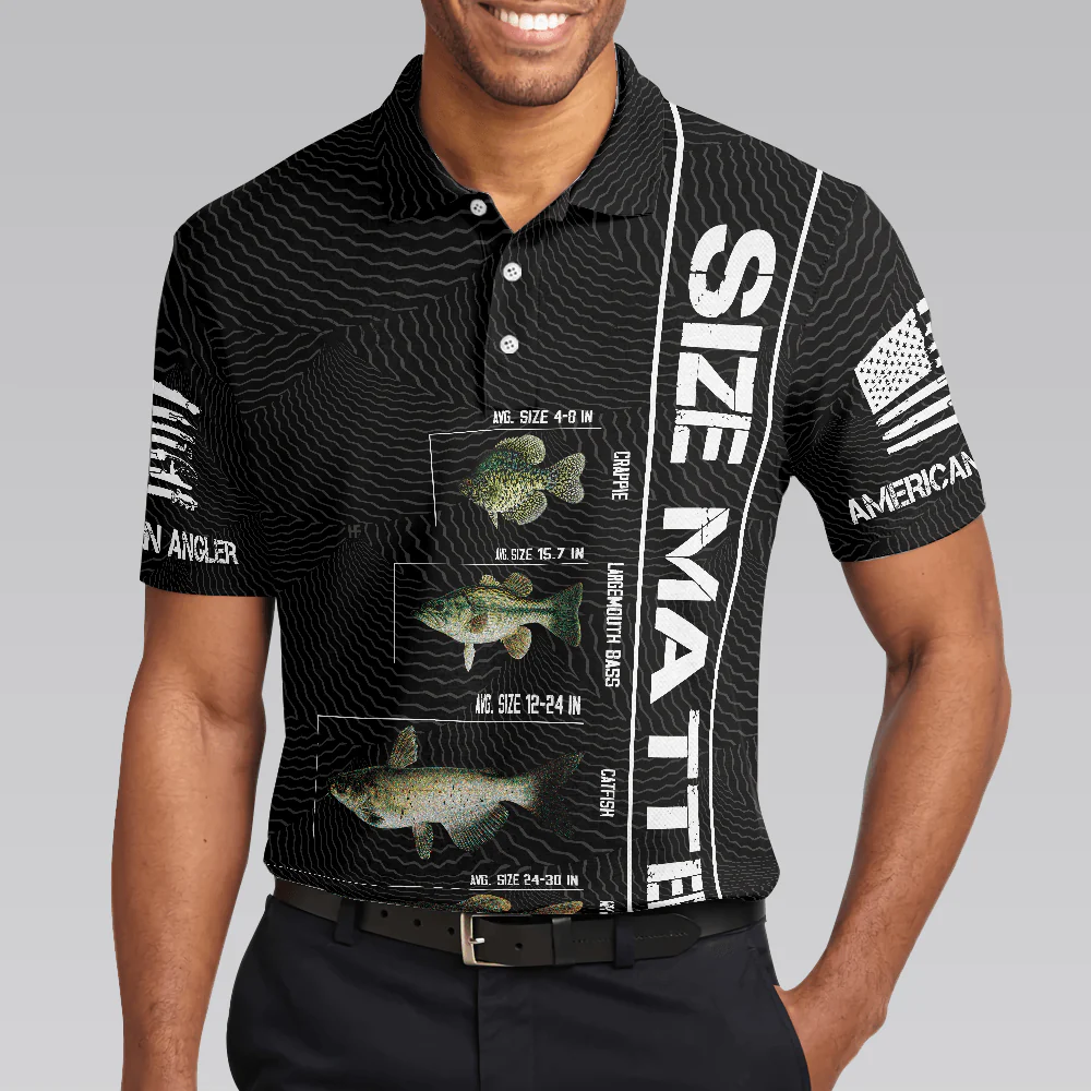 Funny Fishing Men Polo Shirt, Funny Size Matters, Stop Staring At My Bass American Flag Fishing Shirt For Men, Gift For Fishing Lovers - Image 5