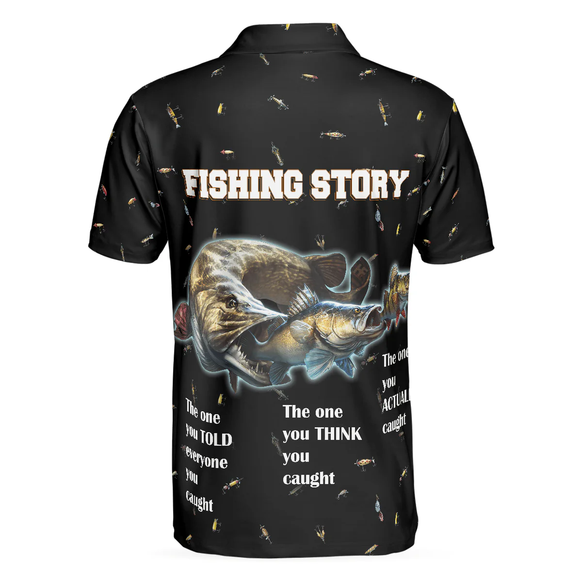 Funny Fishing Story Men Polo Shirt, Life is Full Of Important Choices Polo Shirt, Fishing Bait Pattern Polo Shirt, Funny Fishing Shirt For Men - Image 2