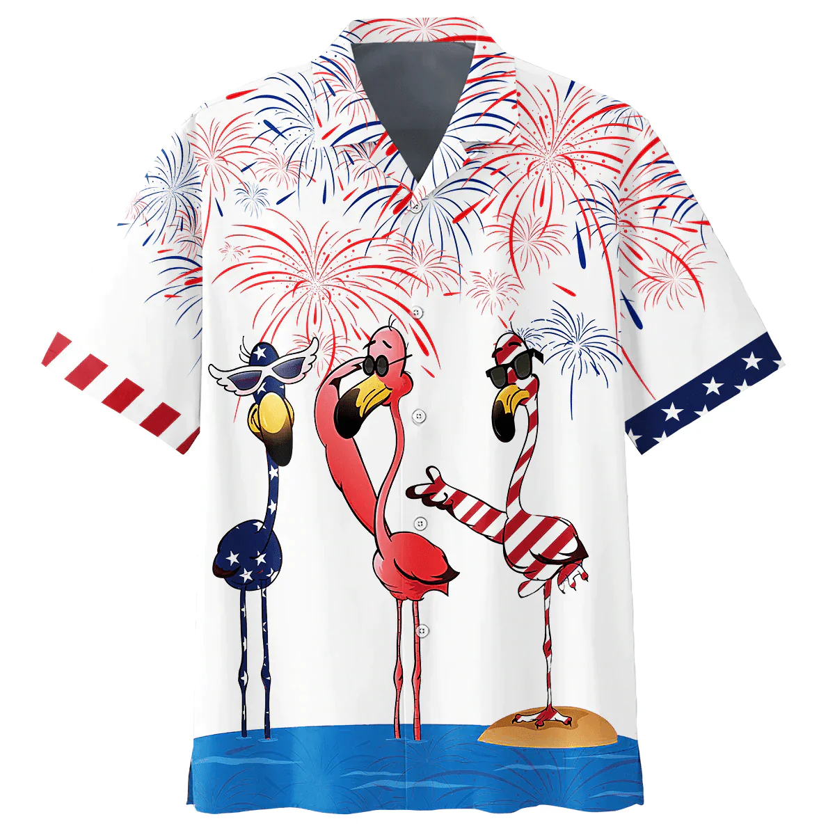 Funny Flamingo Aloha Hawaiian Shirts For Summer, Independence Day Is Coming, Happy 4th of July Hawaiian Shirt For Men Women, Gift For Flamingo Lovers