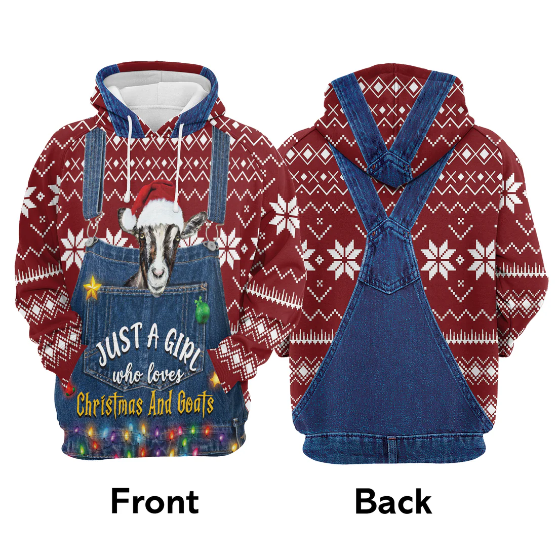 Funny Goat Premium Christmas Hoodie, Just A Girl Who Loves Christmas And Goats Unisex Hoodie For Men & Women - Perfect Gift For Christmas, Goat Lover - Image 3
