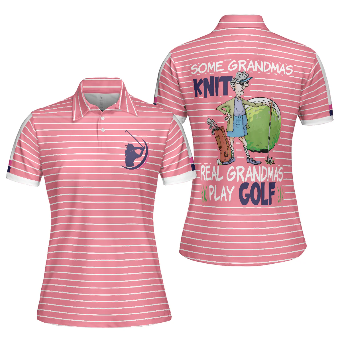 Funny Golf Women Polo Shirt, Some Grandmas Play Golf, Old Lady Play Golf Women Polo Shirts - Perfect Gift For Ladies, Golfers, Golf Lovers - Image 2