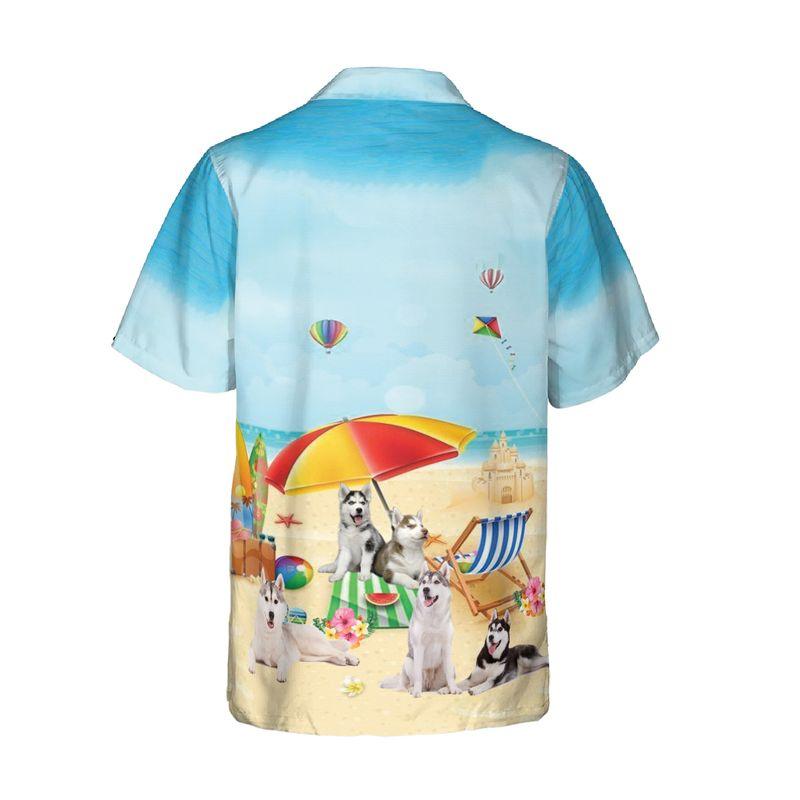 Funny Siberian Husky Dog Aloha Hawaiian Shirts For Summer, Dog Beach Picture Hawaiian Shirt For Men Women, Best Gift For Dog Lovers, Dog Mom Dad - Image 5