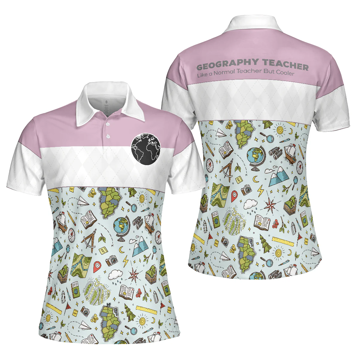 Geography Teacher Women Polo Shirt, Geography Teacher Like A Normal Teacher But Cooler Women Polo Shirts, Best Gift For Teacher's Day, Ladies - Image 2