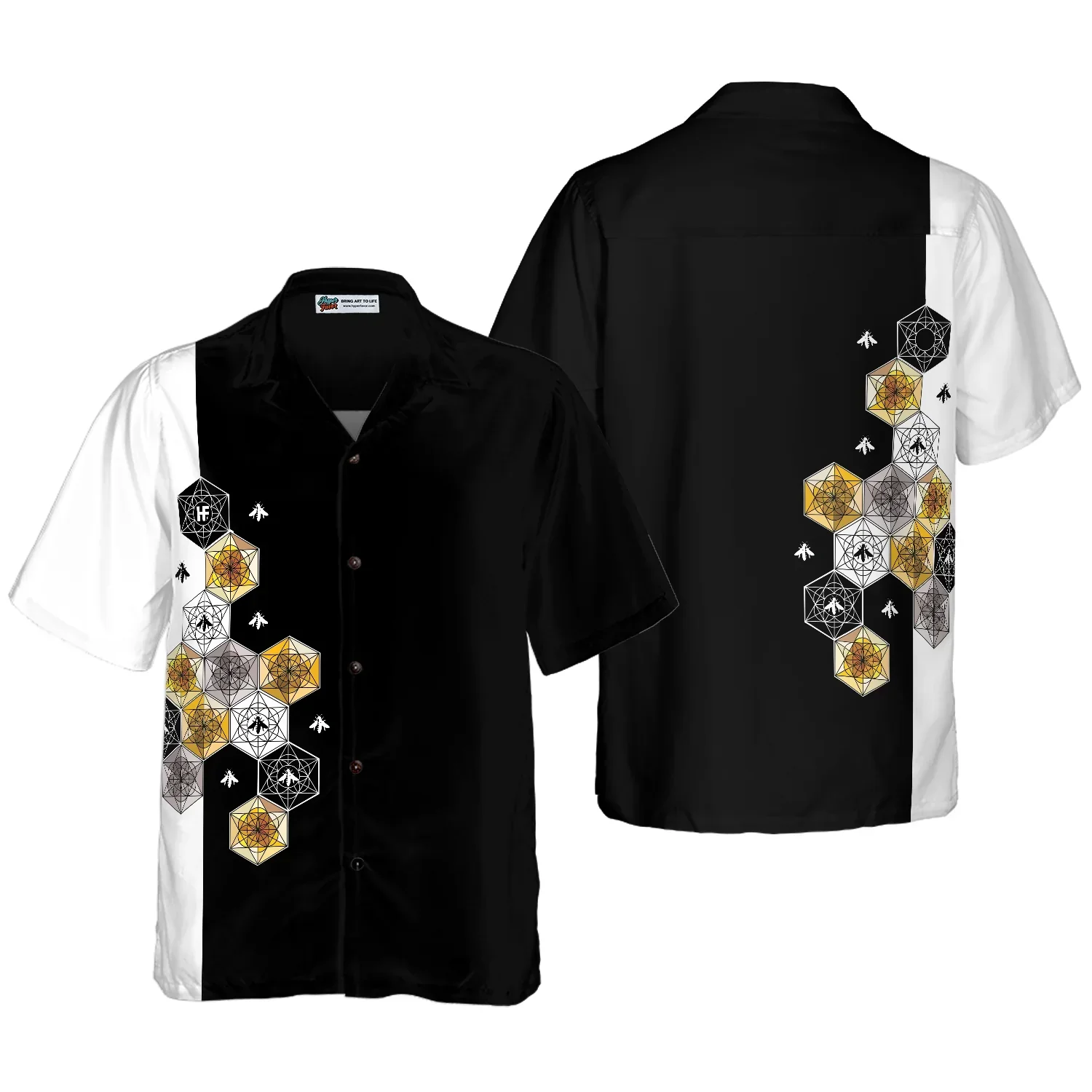Geometry Bee Hex Hawaiian Shirt, Summer Animals Aloha Shirts For Men Women, Perfect Gift For Husband, Wife, Boyfriend, Friend
