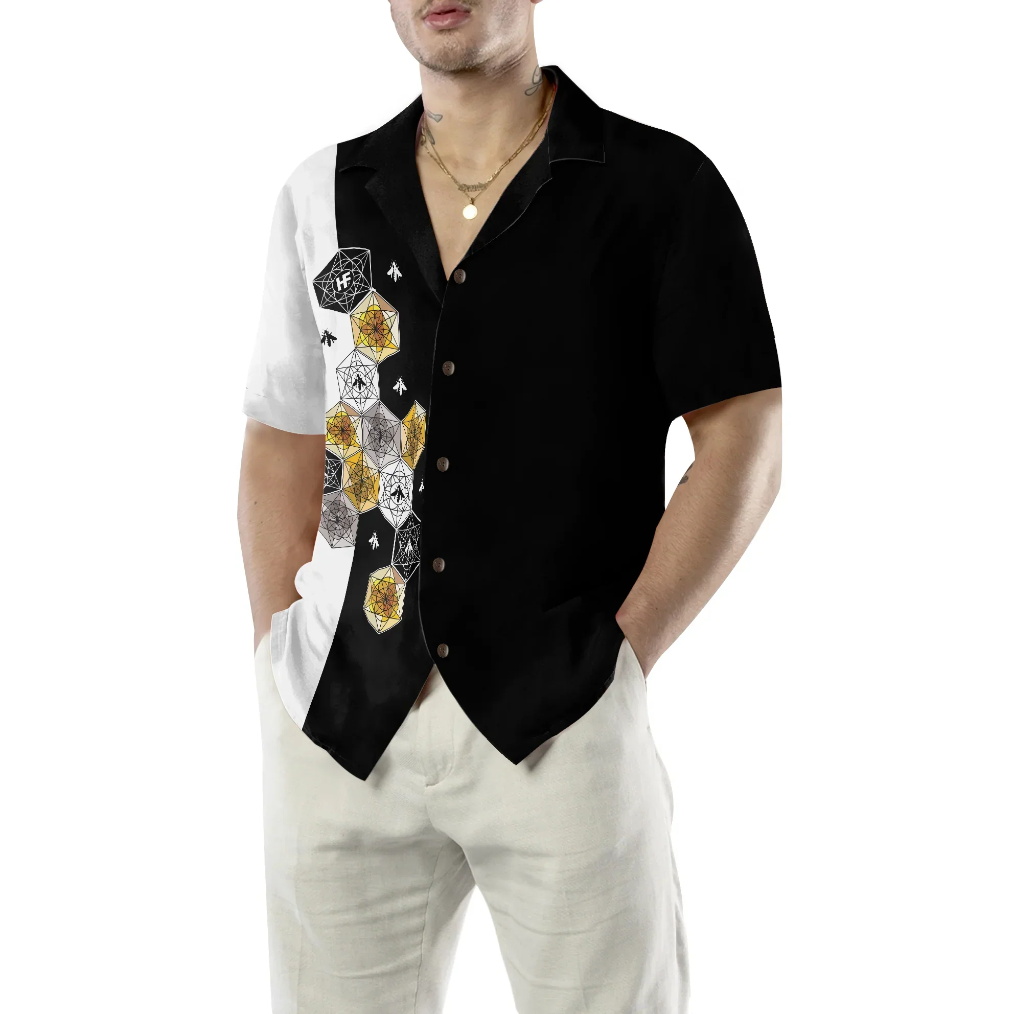 Geometry Bee Hex Hawaiian Shirt, Summer Animals Aloha Shirts For Men Women, Perfect Gift For Husband, Wife, Boyfriend, Friend - Image 5