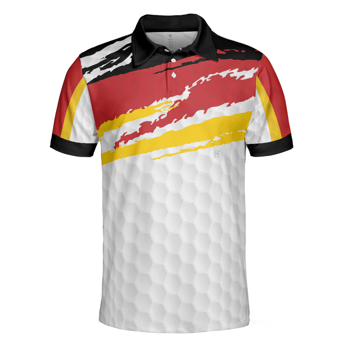 German Flag Short Sleeve Golf Men Polo Shirt, Black Wet Paint Golfing Polo Shirt, Best Golf Shirt For Men - Image 3