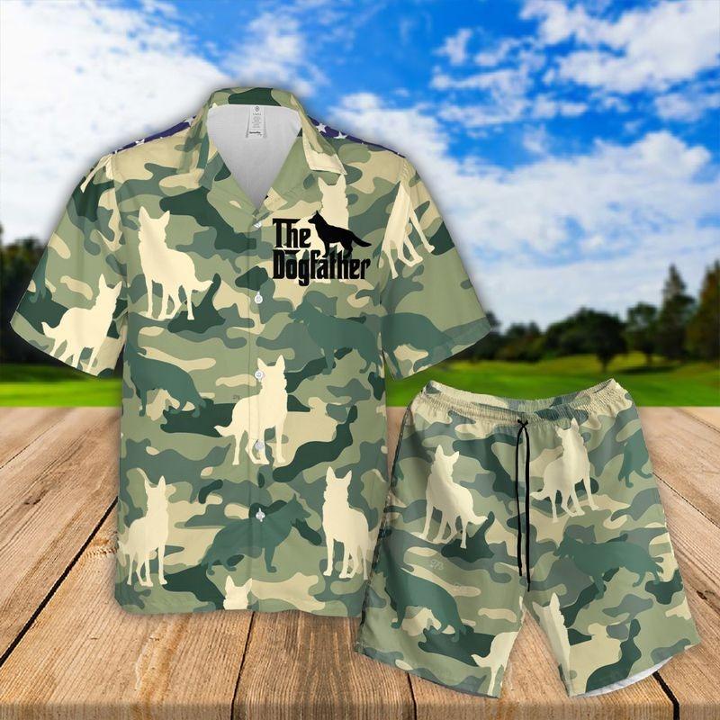 German Shepherd Aloha Hawaiian Shirt - US Flag Hawaiian Shirt, German Shepherd Dogfather Camo Hawaiian Shirt - Perfect Gift For Men & Women, Dog Lover - Image 3
