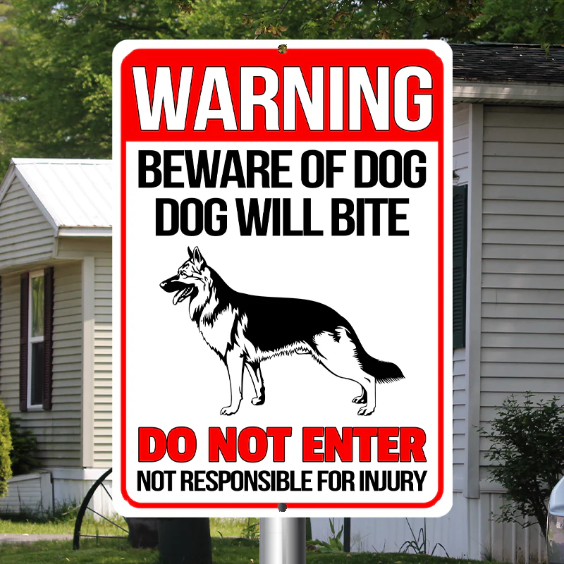German Shepherd Dog Metal Signs - Warning Beware of Dog Will Bite, Customized Dog Breed Metal Signs For House Decoration - Image 2
