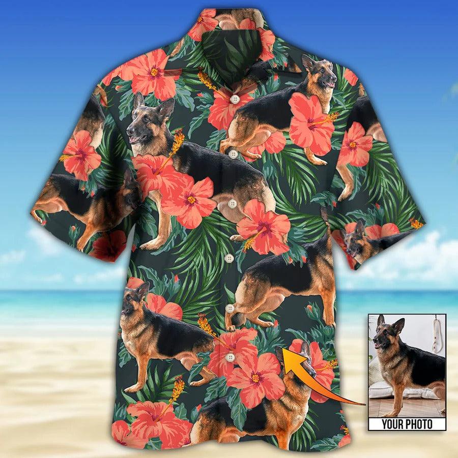 German Shepherd Face Custom Aloha Hawaii Shirt - Dog Custom Photo With Tropical Pattern Personalized Hawaiian Shirt - Perfect Gift For Dog Lovers, Friend, Family - Image 2
