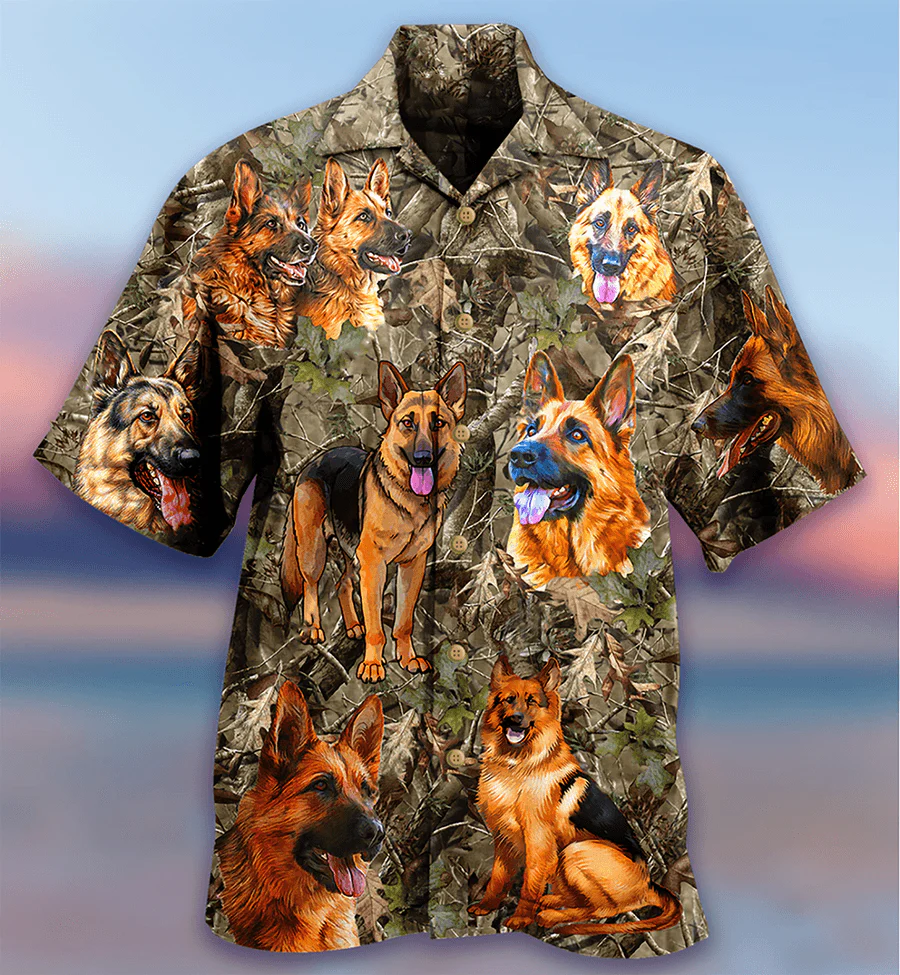 German Shepherd Hawaiian Shirt, Dog Hunting Aloha Hawaiian Shirt For Summer, Gift For Men Women, Dog Lover, Friends