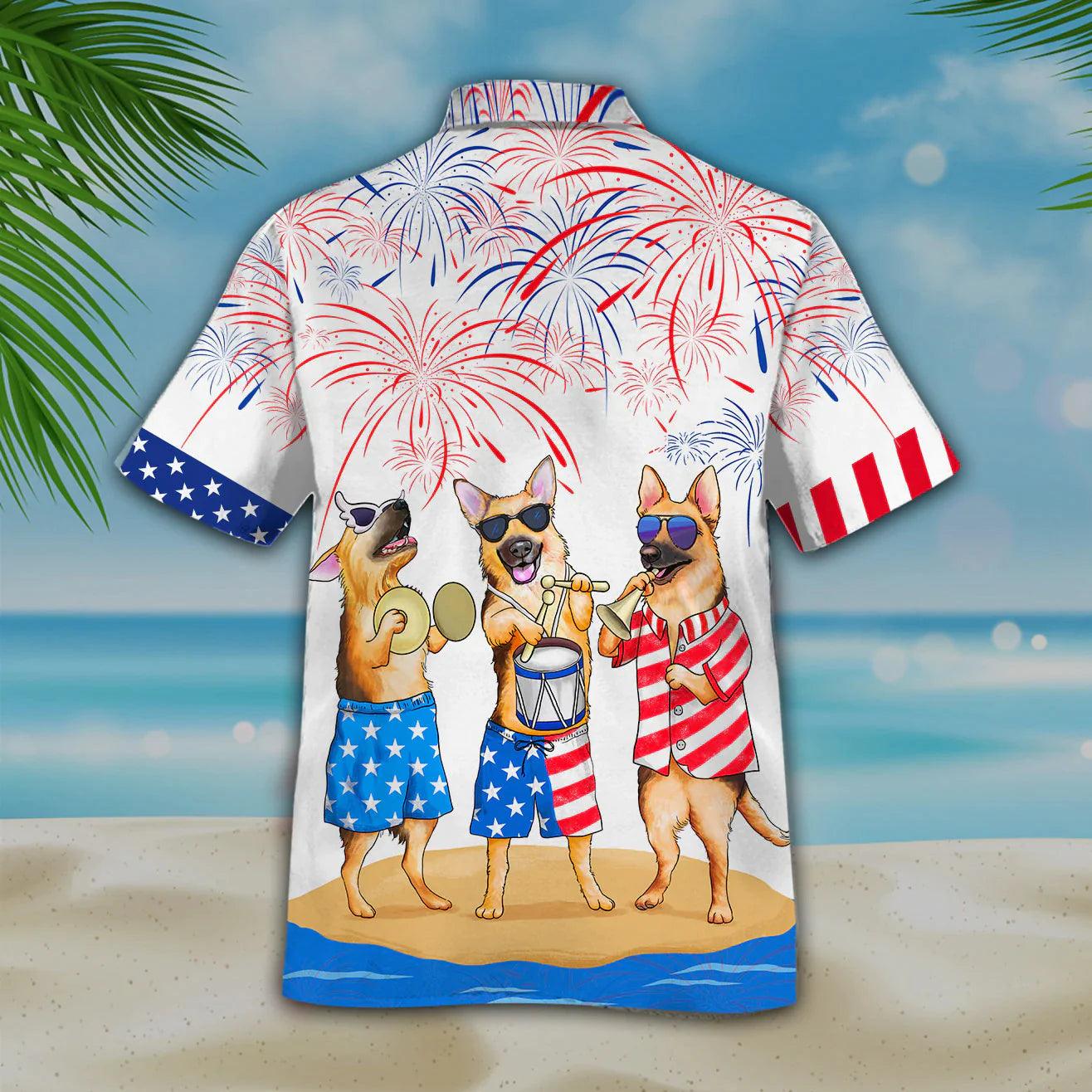 German Shepherd Hawaiian Shirt - German Shepherd USA Patriotic Hawaiian Shirt - Perfect Gift For Friend, Family - Image 2
