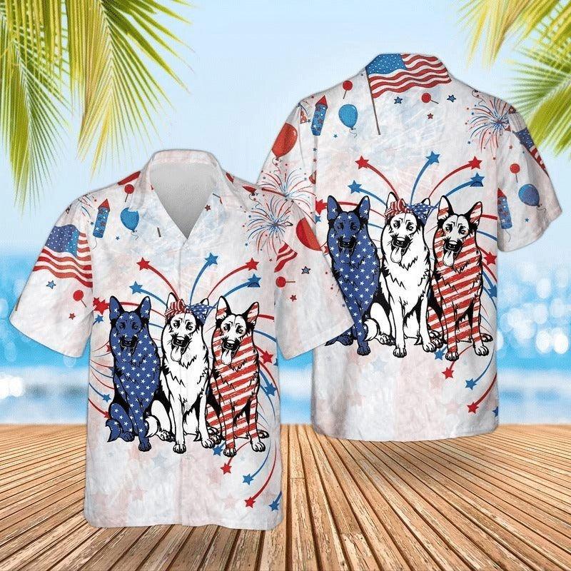German Shepherd Hawaiian Shirts For Summer - German Shepherd Happy 4th Of July Independence Day- Perfect Gift For Men, Women, German Shepherd Lovers, Dog Lovers
