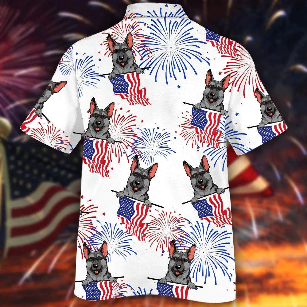 German Shepherd Independence Day Aloha Hawaiian Shirts For Summer, 4th Of July Apparel Aloha Hawaiian Shirt For Men Women, Gift For Dog Lovers - Image 2