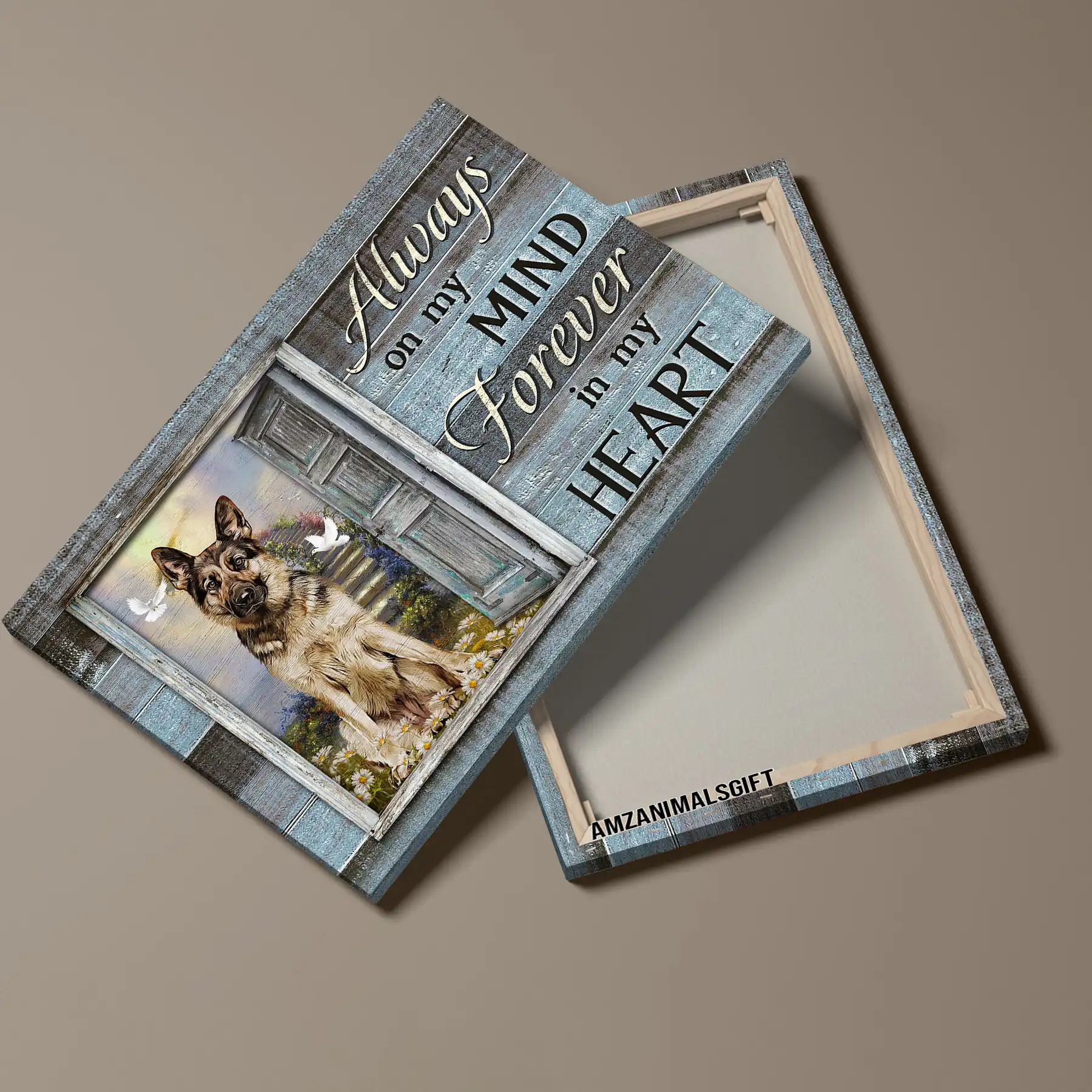 German Shepherd Memorial Landscape Canvas, Premium Wrapped Canvas - Friends, Always on my mind Memorial- Gift For German Shepherd Lovers, Family - Image 2