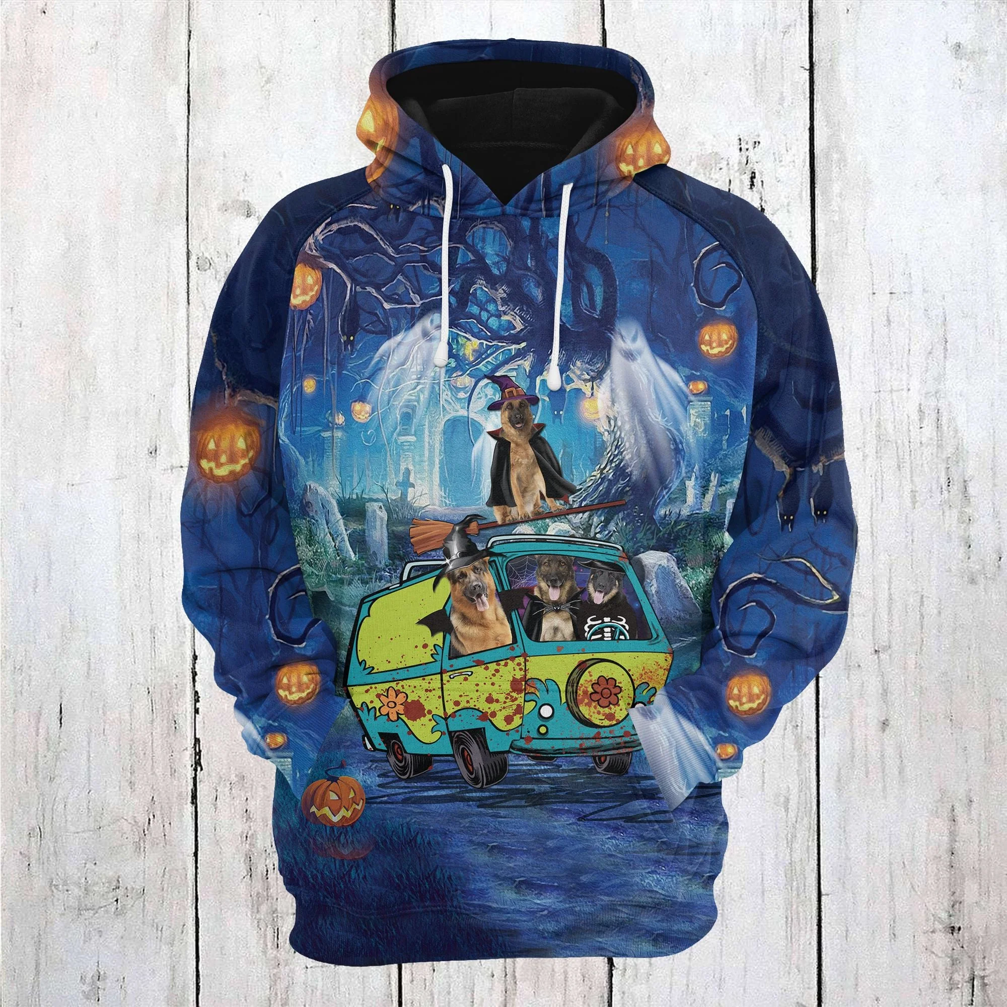 German Shepherd Night Halloween Pullover Premium Hoodie, Perfect Outfit For Men And Women On Christmas New Year Autumn Winter - Image 2