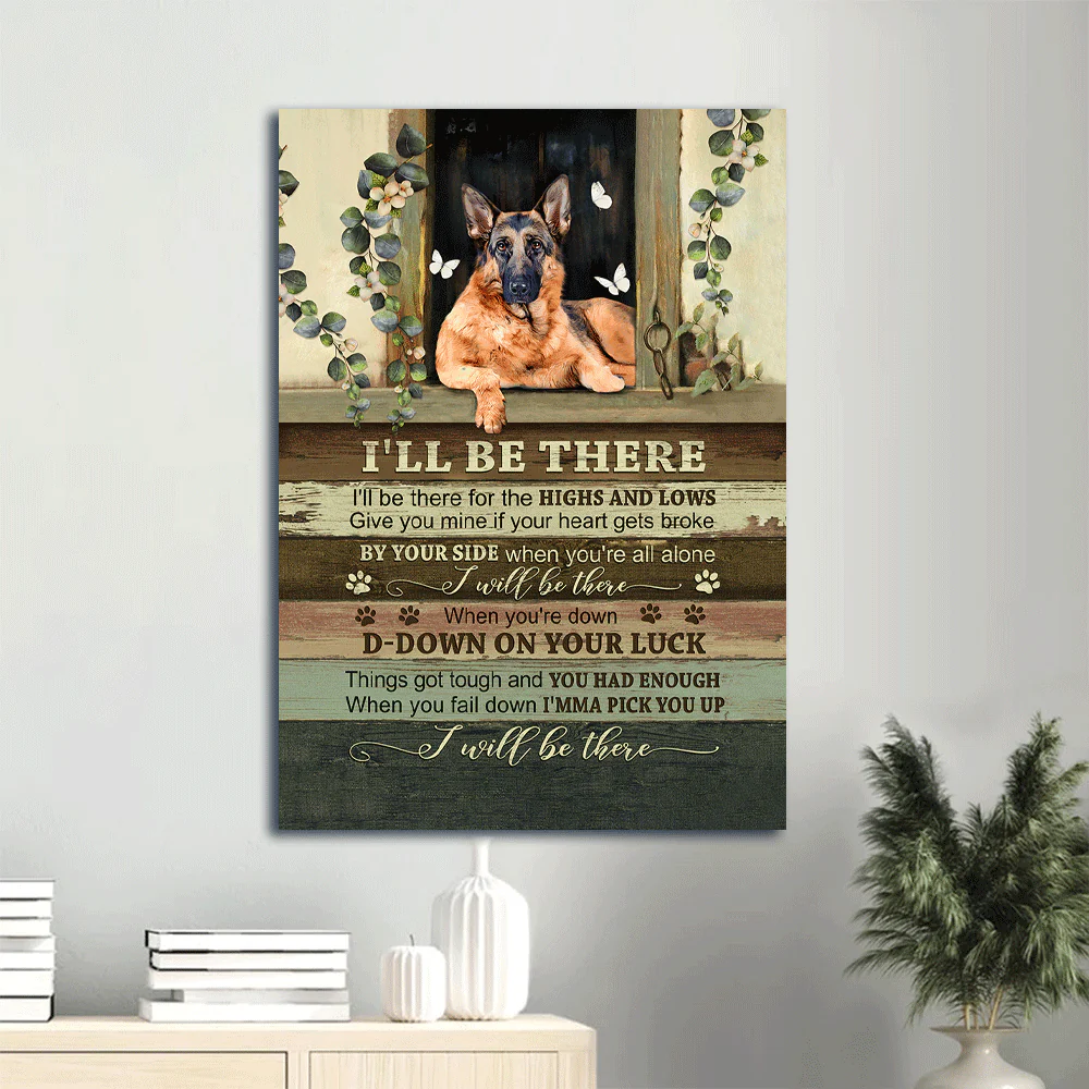 German Shepherd Portrait Canvas- German Shepherd painting, Best friend, White butterfly canvas- Gift for dog lover- I will be there - Portrait Canvas Prints, Wall Art